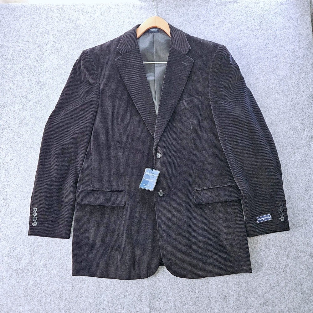 Meeting Street Mens Black Corduroy Blazer Sport Coat 2-Button 44 Long NEW